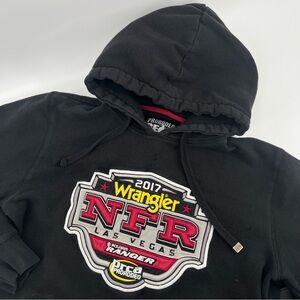 Wrangler NFR Las Vegas Rodeo 2017 Black Hoodie Adult Med Thrashed Distressed